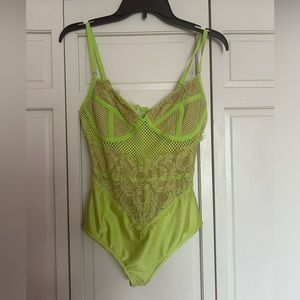 Neon green lace bodysuit